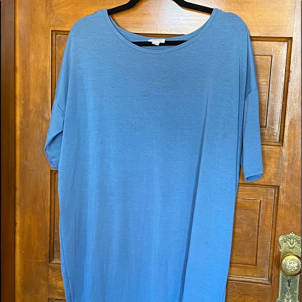 LLR Irma high - low tunic in cornflower blue.